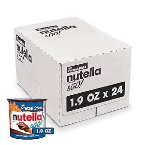 Nutella & GO! Chocolate Hazelnut Spread with Cocoa + Pretzel Sticks, 24 Snack Packs, 1.9 oz Each