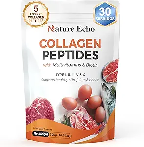 Multi Collagen Peptides Powder with Biotin (Unflavored) - 11 in 1 Hydrolyzed Multi-Collagen Complex with Hyaluronic Acid & Essential Vitamins for Skin, Hair & Joint Health (30 Servings)