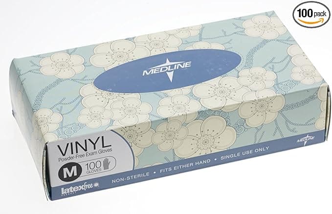 Medline Designer Boxed Powder-Free Vinyl Exam Gloves, Clear, Medium, Not Made From Natural Rubber Latex - Ideal for Medical Exams and Procedures, California Only, Pack of 1000