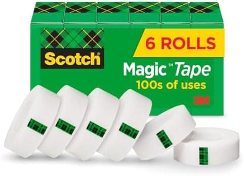 Scotch Magic Tape, Invisible, Repair Christmas Cards and Use as Holiday Gift Wrap Supplies for Christmas, 6 Tape Rolls