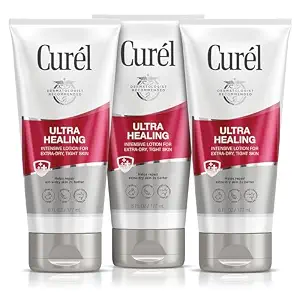 Curel Ultra Healing Intensive Fragrance-Free Lotion For Extra-Dry Skin, Ideal for Sensitive Skin, Cruelty Free, Paraben Free, Dermatologist Recommended, 6 Oz, Pack of 3