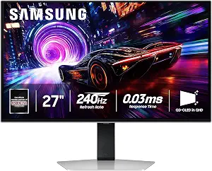 SAMSUNG 27-inch Odyssey QD-OLED G8 (G81SF), 4K, 240Hz, Gaming Monitor, 0.03ms Response Time, DisplayHDR True Black 400, AMD FreeSync™ Premium Pro, Ergonomic Stand, LS27FG810SNXZA, 2025