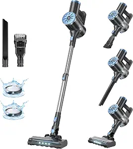 VIPSUN Cordless Vacuum Cleaner with Self-Standing, LED Screen Stick Vacuum Cleaners for Home, Lightweight Powerful Suction Vacuum,Rechargeable Vacuum for Carpets, Pet Hair, Hardwood Floors (Blue)