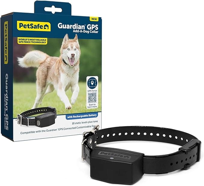 PetSafe Guardian GPS Connected Customizable Fence Add-A-Dog Collar - Rechargeable &amp; Waterproof Adjustable Receiver Collar for GPS Fence - for Dogs 5lb+