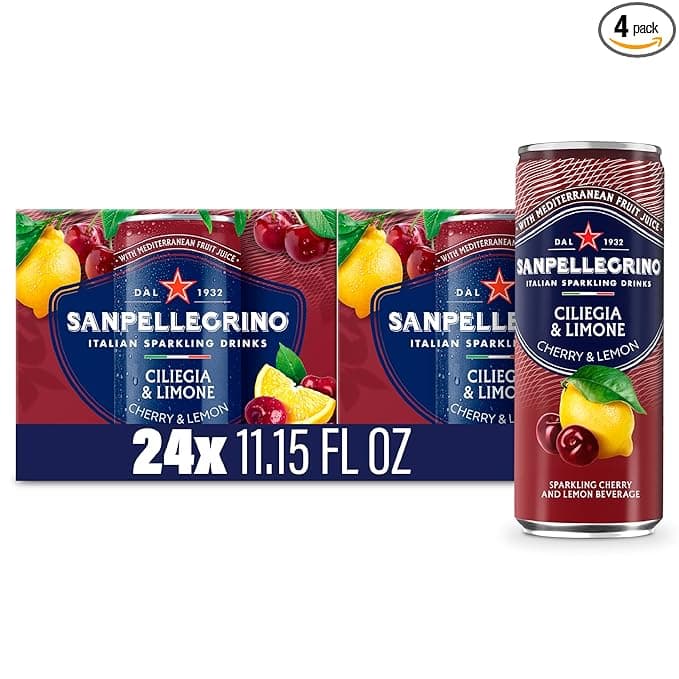 Sanpellegrino Italian Sparkling Drink Ciliegia and Limone, Sparkling Cherry and Lemon Beverage, 24 Pack