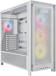 CORSAIR Frame 5000D RS ARGB Modular High Airflow Mid-Tower PC Case – 4X Pre-Installed RS ARGB Fans, InfiniRail™ Fan Mounting System, ASUS BTF, MSI Project Zero, Gigabyte Project Stealth – White