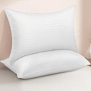 Queen Size Bed Pillows Set of 2 - Breathable Premium Down Alternative Sleeping Pillows for Side, Back, and Stomach Sleepers Fluffy Hotel Quality Soft Microfiber Fill Cooling Skin-Friendly