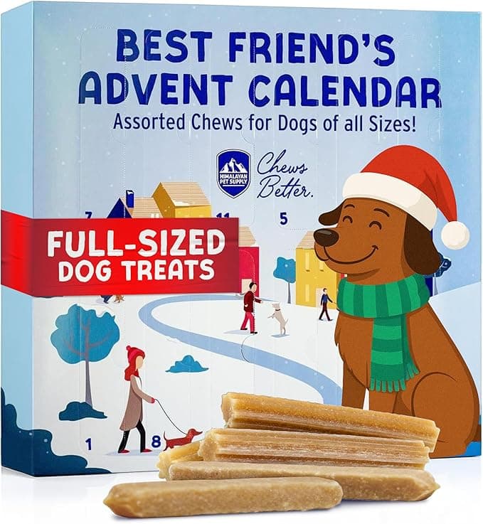 Himalayan Dog Chew Advent Calendar for Pets - Natural Treats Dog Advent Calendar 2025, Flavored Yogurt Sticks and Churros, Christmas Holiday Gift Box for All Breeds, 12 Full Sized Chews for Dogs