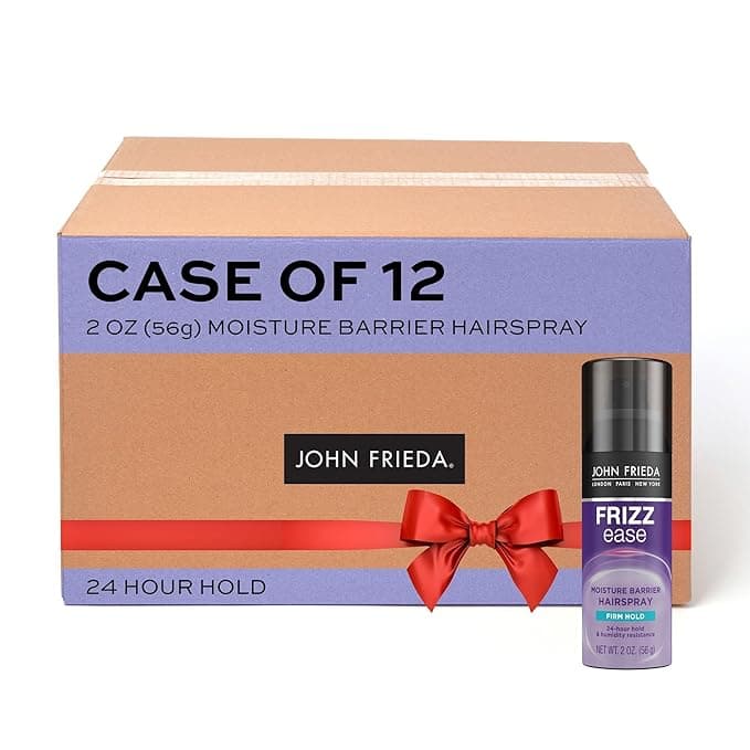 John Frieda Frizz Ease Moisture Barrier Hairspray, Firm Hold Hairspray, Seals Out Moisture, Blocks Frizz, Protects Against Heat, and Keeps Hair Straight with Long-Lasting Hold, 2 Oz, Pack of 12