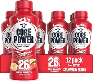 Core Power Fairlife 26g Protein Milk Shakes, Ready To Drink for Workout Recovery, Strawberry Banana, 14 Fl Oz (Pack of 12)