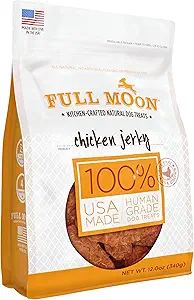 Full Moon Chicken Jerky Healthy All Natural Dog Treats Human Grade Made in USA Grain Free 12 oz
