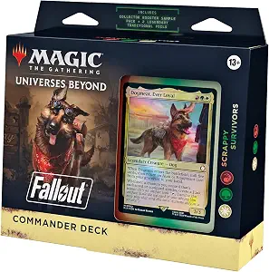 Magic: The Gathering Fallout Commander Deck - Scrappy Survivors (100-Card Deck, 2-Card Collector Booster Sample Pack + Accessories)