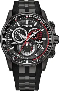 Citizen Men's Eco-Drive Sport Luxury PCAT Watch, Stainless Steel & Polyurethane Strap, Chronograph, Atomic Timekeeping