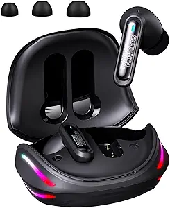 Transformers Official Bumblebee Wireless Gaming Earbuds, Bluetooth 6.0 Headphones, Open Mech Case with LED Lights, 24H Battery, IPX3 Waterproof, in-Ear Headphones for iPhone Android - Black
