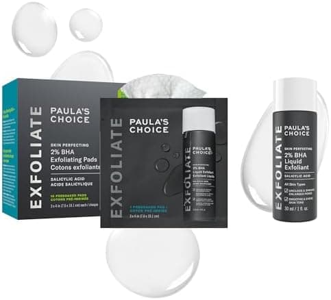 Paula's Choice SKIN PERFECTING 2% BHA Toner Pads, 10ct & 2% BHA Liquid Exfoliant, Salicylic Acid Facial Exfoliator for Enlarged Pores, Travel Size 1oz