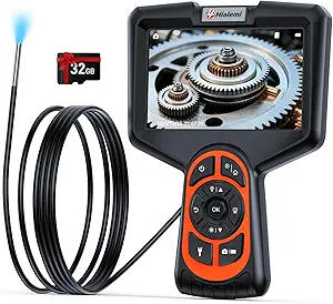 3.9mm Borescope, 5" IPS Screen 1080P Endoscope Camera with Light, Inspection Camera, 5FT Semi-Rigid Snake, IP67 Waterproof Industrial Borescope with 32GB for Automotive Aircraft Mechanic Tools