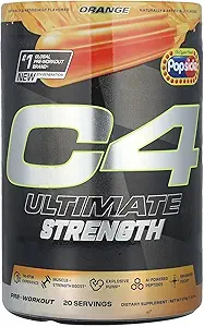 Cellucor C4 Ultimate Strength Pre Workout Powder - Tri-Stim Experience 300mg Caffeine+TeaCrine+Dynamine - Creatine & Beta-Alanine - Energy Supplement for Men & Women - Orange Popsicle, 20 Servings