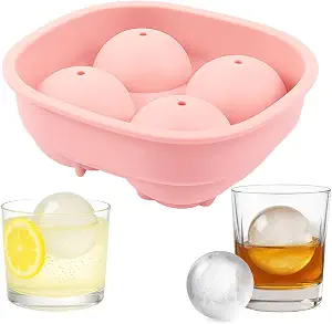 K-Housetip Silicone Ice Cube Tray – BPA Free, Flexible and Easy Release, Large Ice Molds for Whiskey, Cocktails, and Drinks (Pink)