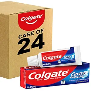 Colgate Cavity Protection Toothpaste with Fluoride, Minty Great Regular Flavor, Anti Cavity Toothpaste, 24 Pack, 1 Oz Tubes