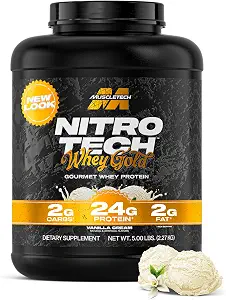 MuscleTech Whey Protein Powder (Vanilla Cream, 5LB), 24g Protein