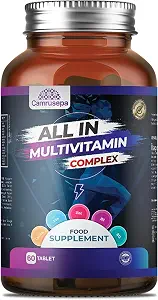 All in Multivitamin Complex – Daily Tablet with Calcium, Iron, Zinc, Vitamin C, B Complex, D3, E, A & More – Complete Daily Nutritional Support for Adults – 60 Tablets | 60 Day Supply