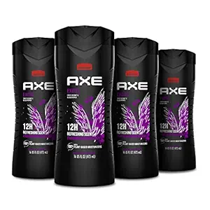 AXE Crisp Coconut & Black Pepper Body Wash 4 Count 12h Refreshing Scent Excite Men's Body Wash with 100% Plant-Based Moisturizers 16 oz