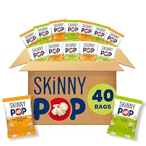SkinnyPop Popcorn, Original and Dairy-Free White Cheddar Variety Pack, Whole Grain Snack, 0.5oz (40ct)