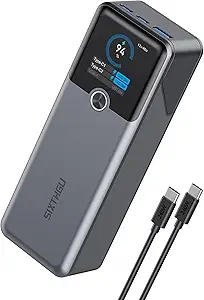 SIXTHGU Laptop Power Bank, 3-Port 20,000mAh Portable Charger with 200W Max Output, PD 3.1 Fast Charging, Flight-Approved for Travel, PowerTower, for MacBook, iPhone 17/16 Series, and More(Grey)