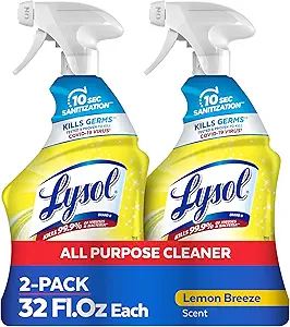 Lysol All Purpose Cleaner Spray, Multi-Purpose Disinfecting Spray, Kitchen & Bathroom Cleaner, Lemon Breeze Scent, 32 Fl Oz (Pack of 2)