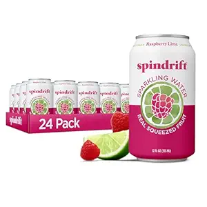 Spindrift Sparkling Water, Raspberry Lime Flavored, Made with Real Squeezed Fruit, Only 9 Calories per Can, 12 Fl Oz Cans, Pack of 24