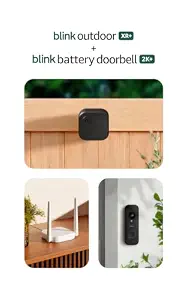 Blink Outdoor XR+ and Battery Doorbell 2K+ — Extended range wireless Outdoor 4 camera and 2K battery doorbell. Sync Module XR+ included — 1 camera system + doorbell
