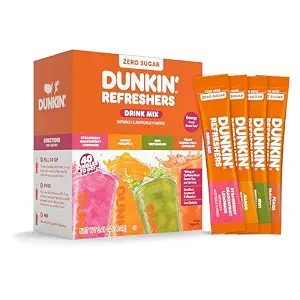 Singles To Go! Dunkin' Refreshers Green Tea Drink Mix Packets, 40 Count