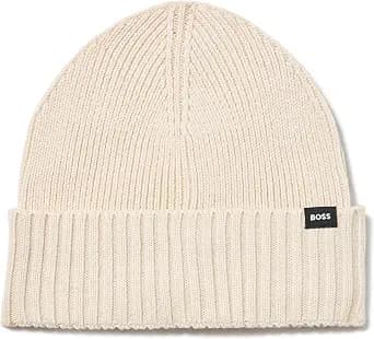 BOSS Men's Small Logo Ribbed Wool Beanie
