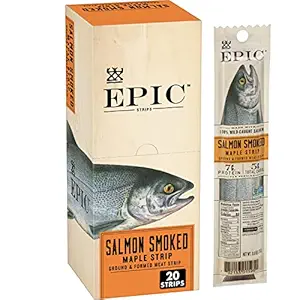 EPIC Salmon Smoked Maple Strips, Wild Caught, Paleo Friendly, Protein Snacks, 20 Ct, 16 oz