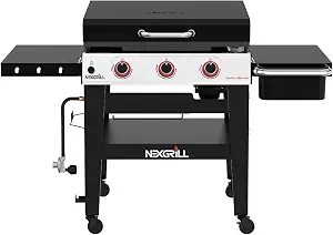 Nexgrill Daytona 3-Burner Gas Griddle, Flat Top Grill with Side Tables