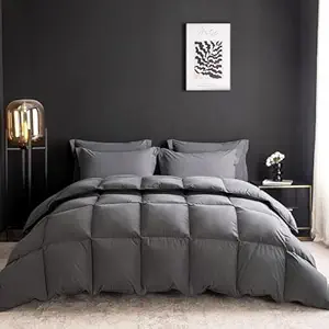 Feather Down Comforter Cal King Size,Hotel Style Bedding Comforter,750+ Fill Power,1200TC,100% Organic Cotton Fabric,All Season Grey Duvet Insert
