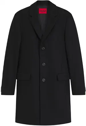 HUGO Men's Soft Wool Blend Overcoat