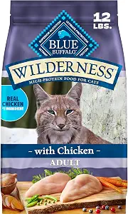 Blue Buffalo Wilderness with Chicken Natural High-Protein Grain-Free Dry Food for Adult Cats, Real Chicken First, Antioxidant-Rich LifeSource Bits Support Immunity, Promotes Strong Muscles, 12 lbs.
