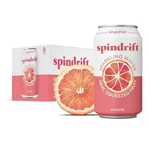 Spindrift Sparkling Water, Grapefruit Flavored, Made with Real Squeezed Fruit, (Only 15 Calories per Can), 12 Fl Oz (Pack of 24)
