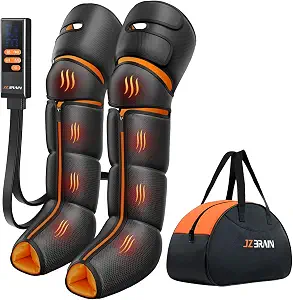 JZBRAIN Leg Compression Massager with Heat for Circulation and Pain Relief | Full Leg Massage For Recovery, Heated Knee, Pressure Sensor, LCD Display, 9 Intensity, 6 Modes, 3 Heat, Gift For Dad Mum Wife