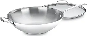 Cuisinart 14-Inch Stir-Fry Pan, Helper Handle and Glass Cover, Chef's Classic Stainless Steel, 726-38H