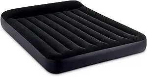 INTEX 64149ED Dura-Beam Standard Pillow Rest Air Mattress: Fiber-Tech – Queen Size – Built-in Electric Pump – 10in Bed Height – 600lb Weight Capacity