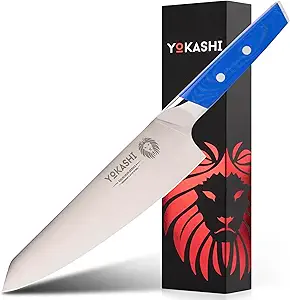 YOKASHI Excalibur Chef Knife - Durable 8 inch German Steel Cooking Knife - Sharp Kitchen Knife for Precise Chopping, Slicing & Dicing for Professional Chefs and Home Cooks - Good Kitchen Gifts