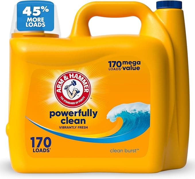 ARM &amp; HAMMER Liquid Laundry Detergent, Clean Burst Fresh, 170 fl oz, 170 Loads, HE Laundry Detergent Liquid