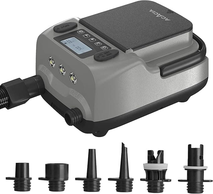 ACACIA Paddle Board Pump, Dual Stage Inflation SUP Pump, 30% Faster Electric Air Pump, 16 PSI 6000mAh Battery Air Pump for Stand Up Paddle Boards, Air Mattresses