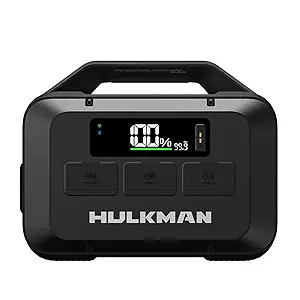 Hulkman Mega 576Wh Power Station, Works at -4°F, PD100W, 1h fast charging, Ternary Lithium Battery with 10 ports, 600W AC Outlets, UPS 15ms, Solar Generator(Solar Panel Optional), Solid Black