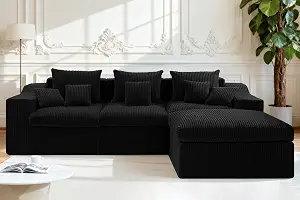 101" Modular Sectional Sofa for Living Room,Cloud Couch with L-Shape Chaise | Boneless Couch with Deep Seat, Memory Foam Cloud Sectional Couch, No Assembly (Cordury Black)
