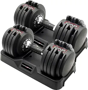 CAP ADJUSTABELL Adjustable Dumbbell Set, Premium Quick Select Adjustable Weights for Strength Training, Singles & Pairs, 12.5 LB, 25 LB & 55 LB, Round & Hex Dumbbells, Multiple Grip Handle Options