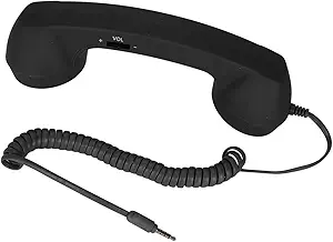 Heayzoki Cell Phone Handset, Retro 3.5mm Telephone Handset Cell Phone Receiver Mic, Microphone Speaker, Handheld Receiver for Cellphone Smartphone (Black), Heayzokikxgqnvr7pf-11