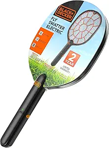 Bug Zapper Racket – Electric Fly Swatter for Gnats, Mosquitoes, & More – Harmless-to-Humans Outdoor Bug Zapper Battery Operated – Handheld Electric Fly Swatter –Indoor Racket